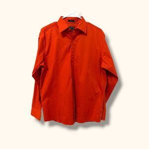 J Ferrar Shirt Mens 15-15 1/2 Modern Fit Stretch Long Sleeve Red Orange